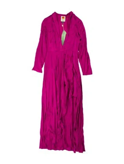 Pre-owned Farm Rio V-neck Long Dress In Pink