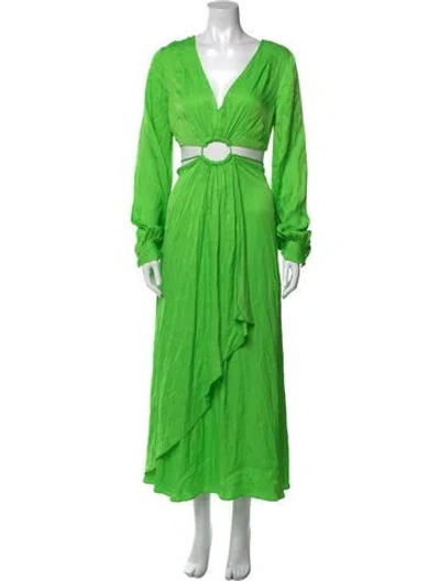 Pre-owned Farm Rio V-neck Long Dress W/ Tags In Green