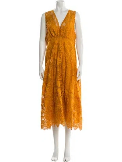 Pre-owned Farm Rio V-neck Long Dress W/ Tags In Orange