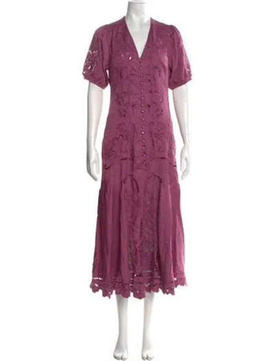 Pre-owned Farm Rio V-neck Long Dress W/ Tags In Purple