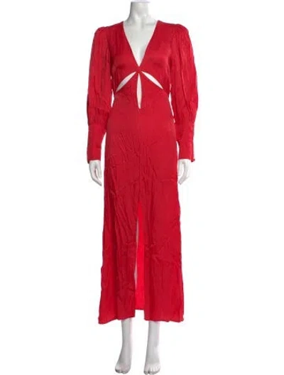 Pre-owned Farm Rio V-neck Long Dress W/ Tags In Red