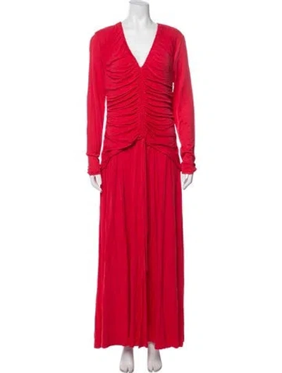 Pre-owned Farm Rio V-neck Long Dress W/ Tags In Red