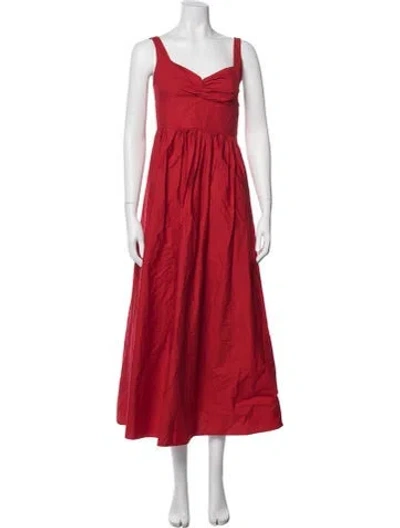 Pre-owned Farm Rio V-neck Midi Length Dress In Red