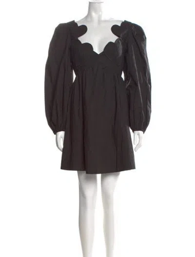 Pre-owned Farm Rio V-neck Mini Dress In Black