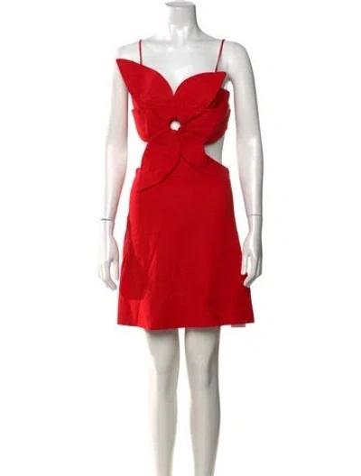 Pre-owned Farm Rio V-neck Mini Dress In Red