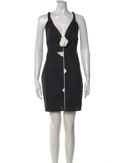 Pre-owned Farm Rio V-neck Mini Dress W/ Tags In Black
