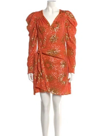 Pre-owned Farm Rio V-neck Mini Dress W/ Tags In Orange