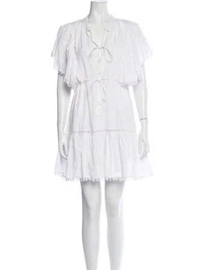 Pre-owned Farm Rio V-neck Mini Dress In White