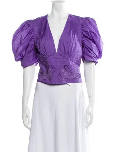 Pre-owned Farm Rio V-neck Short Sleeve Top In Pink