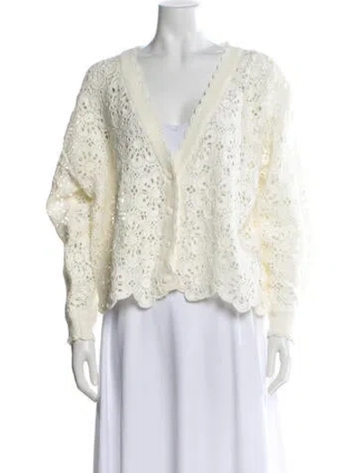 Pre-owned Farm Rio V-neck Sweater W/ Tags In Neutral