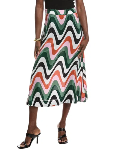 Farm Rio Wave Gradient Midi Skirt In Multi
