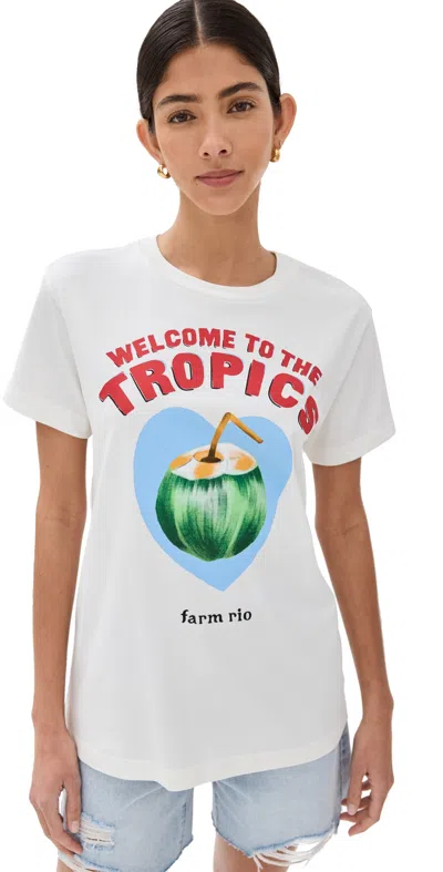 FARM RIO WELCOME TO THE TROPICS TEE OFF-WHITE