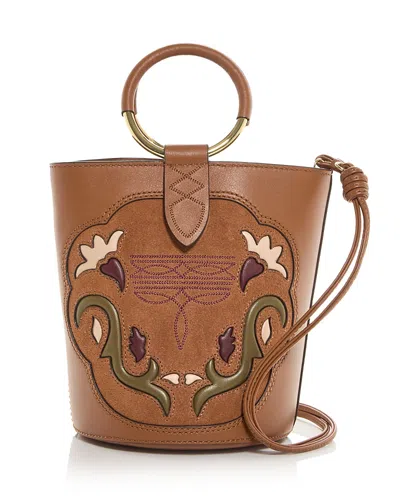 Farm Rio Western Small Leather Bucket Bag In Brown