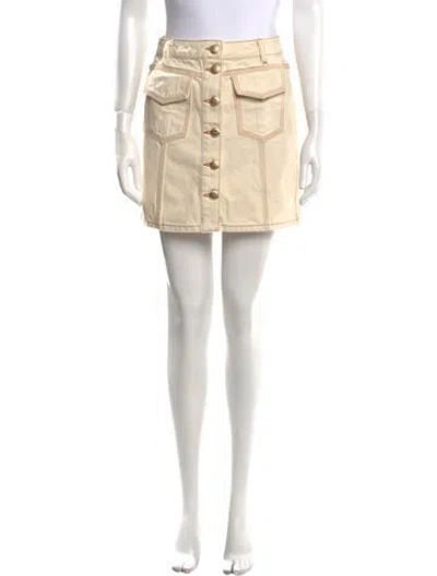 Pre-owned Farm Rio Whipstitch Trim Mini Skirt In Neutral