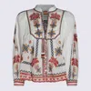 Farm Rio Womens Marys Tiles Embroidered Cotton-poplin Blouse Marys Tiles Off-white