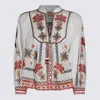Farm Rio Womens Marys Tiles Embroidered Cotton-poplin Blouse Marys Tiles Off-white In Marys Tiles Off-white