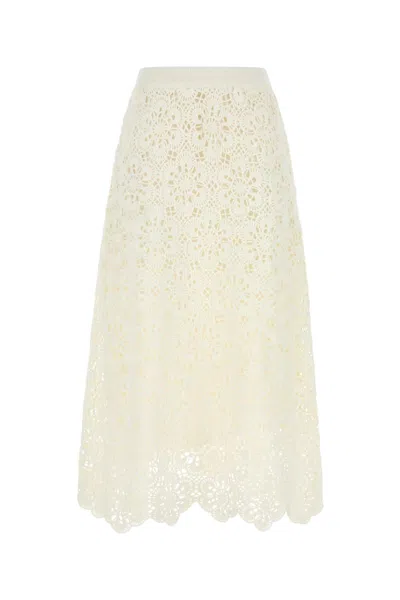 Farm Rio White Crochet Skirt In Neutral