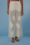Farm Rio White Flower Pants In Metallic