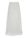 FARM RIO WHITE EMBROIDERED LONG SKIRT IN TECHNO FABRIC WOMAN