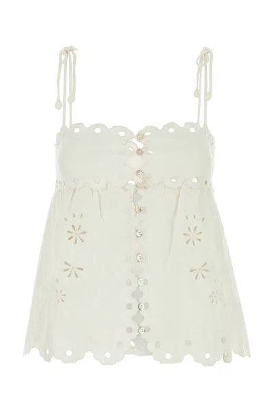 Farm Rio White Linen Top