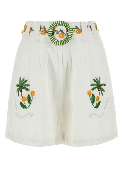 FARM RIO WHITE LINEN TREE MACAW SHORTS