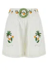 Farm Rio Coconut Tree Embroidered Short In White