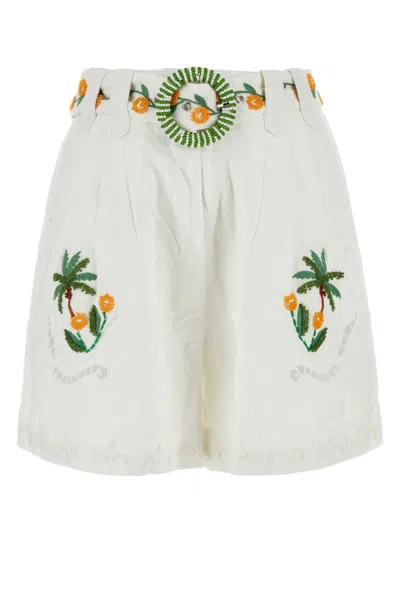 Farm Rio Coconut Tree Embroidered Short In White