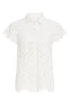 Farm Rio White Seashell Eyelet Shirt In White