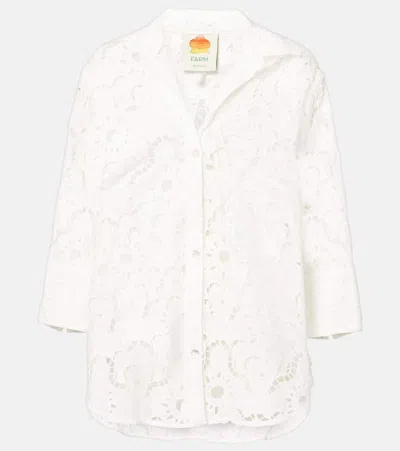 Farm Rio White Sun Broderie Anglaise Cotton Shirt