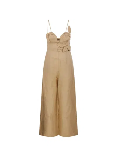 Farm Rio Wide-leg Jumpsuit In Brown