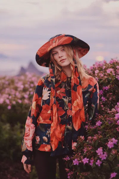 Farm Rio Wild Flower Jacket In Orange
