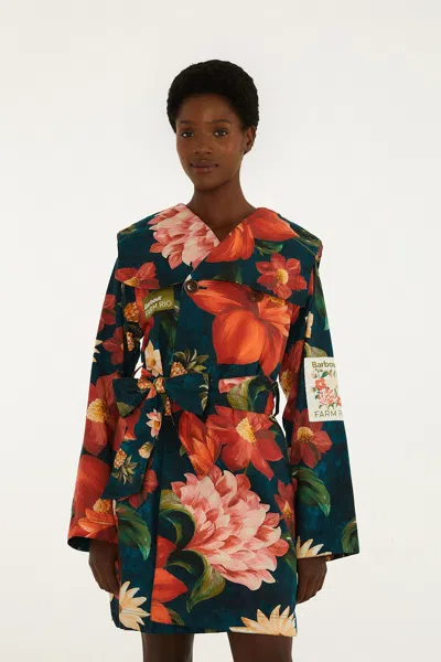 Farm Rio Wild Flower Tench Coat In Multi
