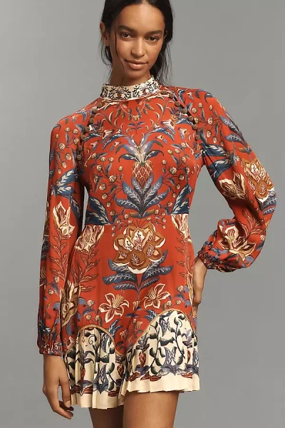 Farm Rio Winter Breeze Long-sleeve Mini Dress In Multi