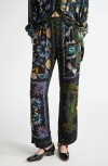 Farm Rio Winter Garden Floral Pants In Winter Garden Black
