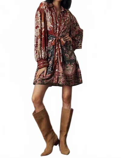 Farm Rio Winter Garden Mix Mini Dress In Red Multi