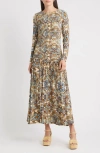 Farm Rio Winter Tapestry Long Sleeve A-line Dress In Multi