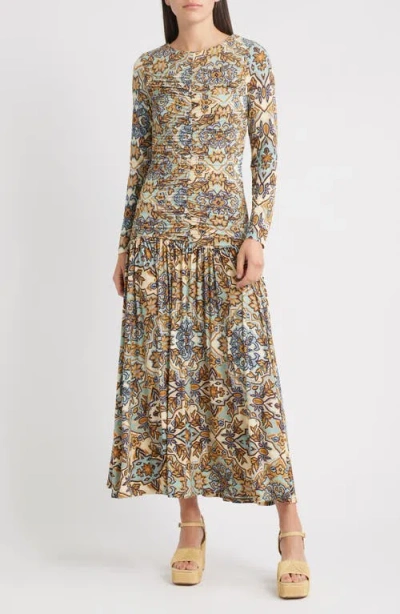 Farm Rio Winter Tapestry Long Sleeve A-line Dress In Multi