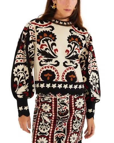 Farm Rio Winter Tapestry Stripes Sweater In Multi