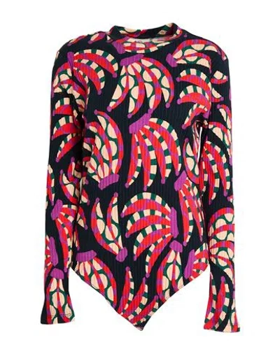 Farm Rio Woman Bodysuit Black Size L Cotton, Elastane In Multi
