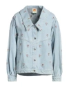 Farm Rio Woman Denim Outerwear Blue Size L Cotton In Blue