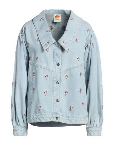 Farm Rio Woman Denim Outerwear Blue Size L Cotton