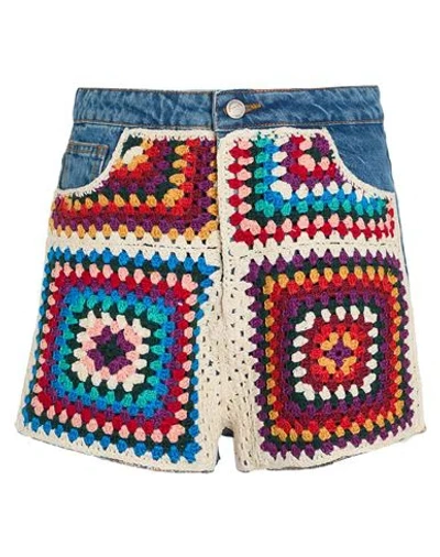 Farm Rio Woman Denim Shorts Blue Size Xl Cotton