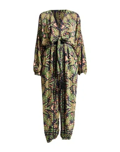 Farm Rio Woman Jumpsuit Black Size Xl Viscose In Green