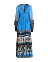 Farm Rio Woman Maxi Dress Blue Size Xl Viscose In Blue