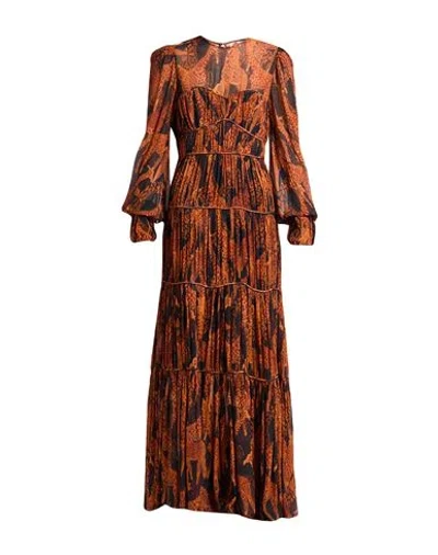Farm Rio Woman Maxi Dress Brown Size Xl Viscose