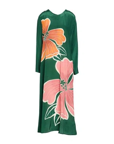 Farm Rio Woman Maxi Dress Green Size S Viscose