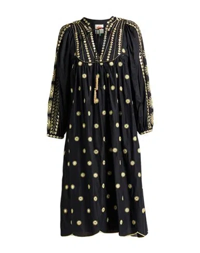 Farm Rio Woman Midi Dress Black Size M Cotton