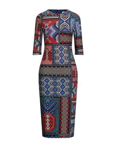 Farm Rio Woman Midi Dress Blue Size Xl Viscose, Elastane