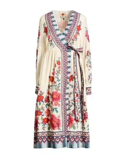 Farm Rio Woman Midi Dress Cream Size Xl Cotton In White