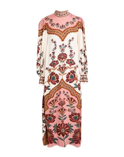 Farm Rio Woman Midi Dress Off White Size Xl Viscose In Pink